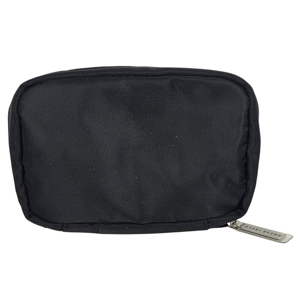 BOBBI BROWN BLACK COSMETIC SMALL POUCH – ZIPPERED MAKEUP BAG – 6" × 4" x 2"